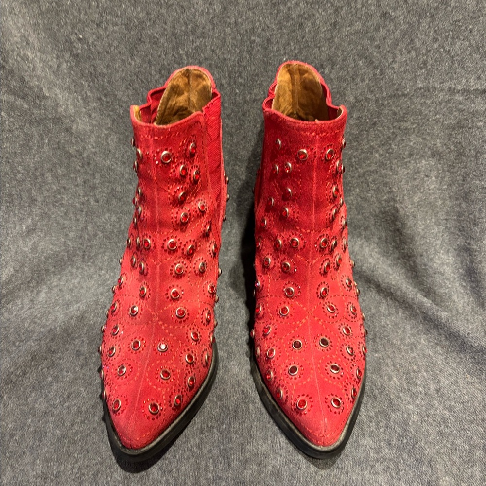 Jeffrey Campbell Red Studded Ankle Boots